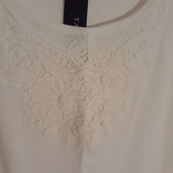 Talbots battenburg lace tank top shirt white cotton knit Summer medium m nwt new - Picture 2 of 4